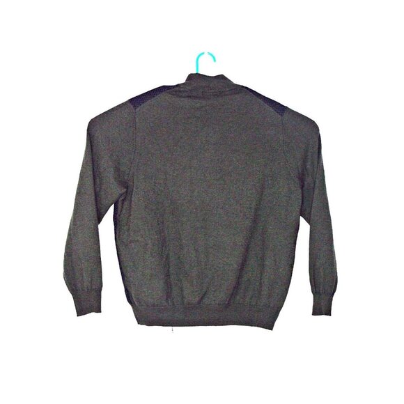 Alan Flusser Merino Wool Blend Mens Pullover Sweater Green Blue Quarter Zip XXL - Picture 3 of 12